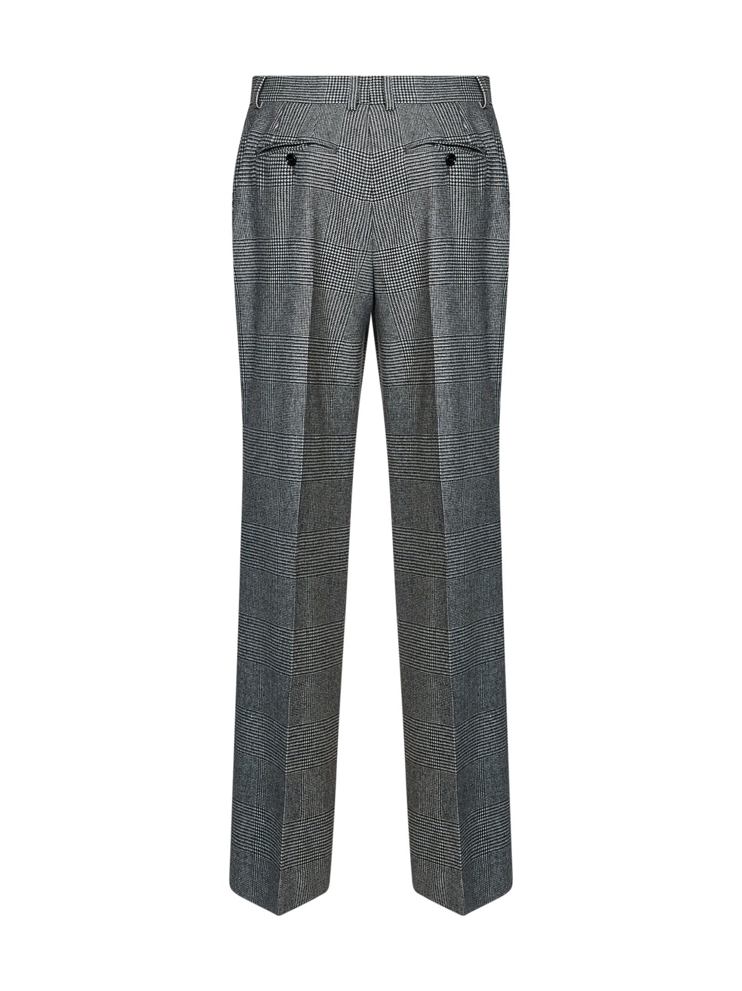 Black and white Prince of Wales check wool and cashmere straight-leg trousers