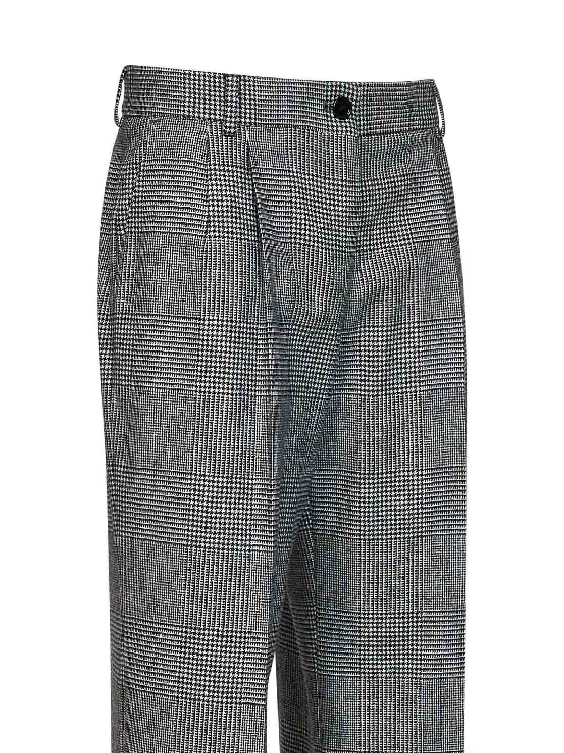 Black and white Prince of Wales check wool and cashmere straight-leg trousers