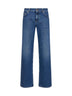 Blue cotton denim loose straight-leg jeans