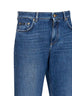 Blue cotton denim loose straight-leg jeans