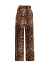Leo-print stretch silk wide-leg trousers