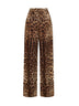 Leo-print stretch silk wide-leg trousers