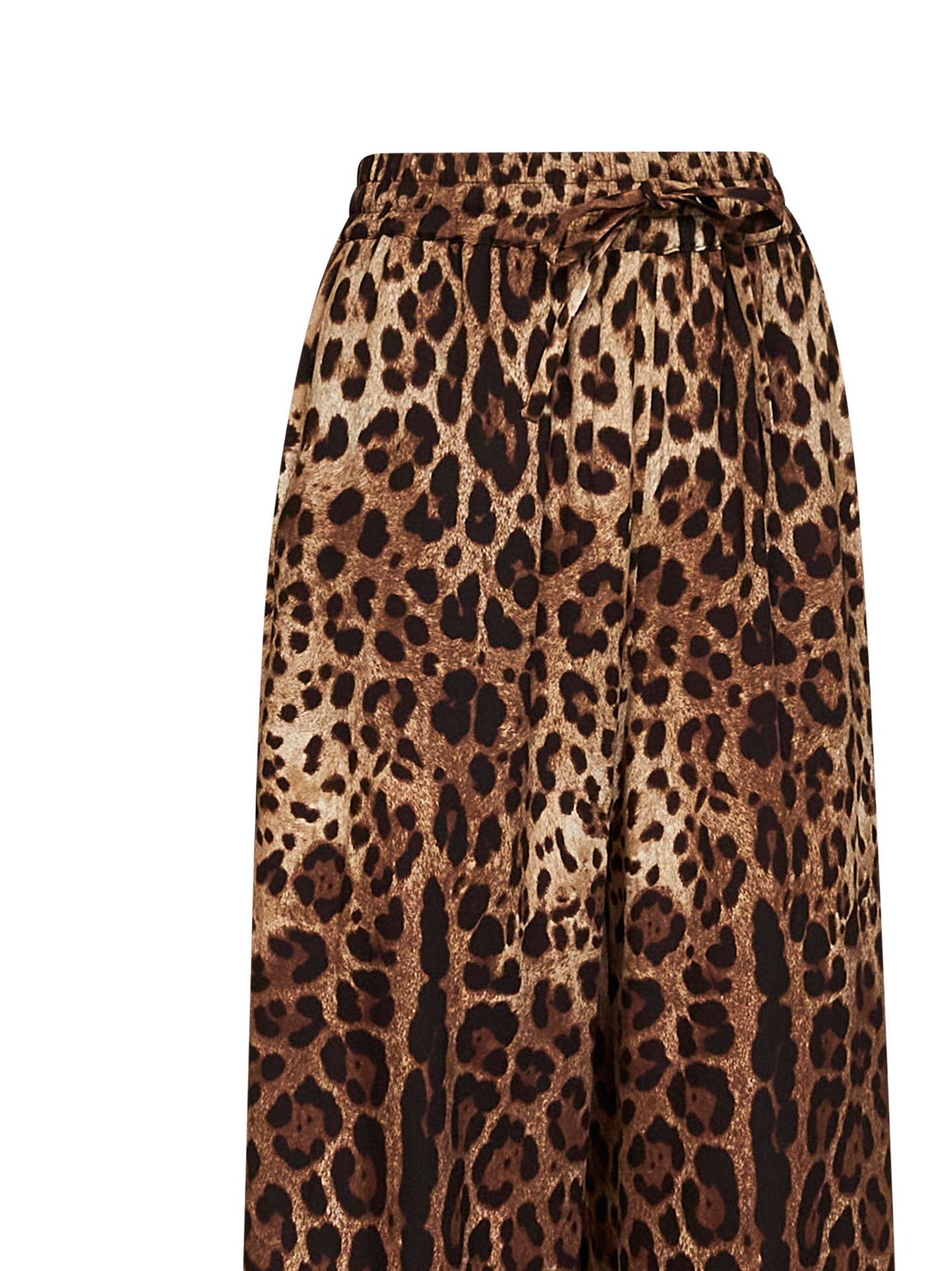 Leo-print stretch silk wide-leg trousers