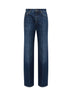 Blue cotton denim straight jeans