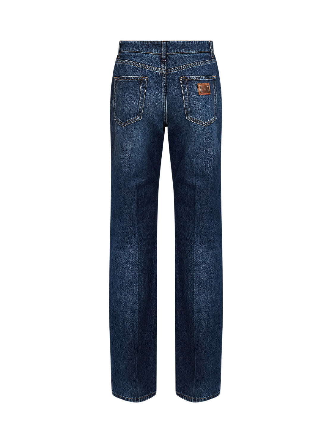 Blue cotton denim straight jeans