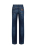 Blue cotton denim straight jeans