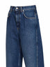 Jeans barrel in denim di cotone blu