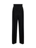 Pantaloni con baschina in jacquard di lana rigata nera