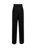 Pantaloni con baschina in jacquard di lana rigata nera