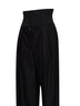 Pantaloni con baschina in jacquard di lana rigata nera