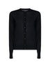 Black cashmere and silk knit cardigan with logo