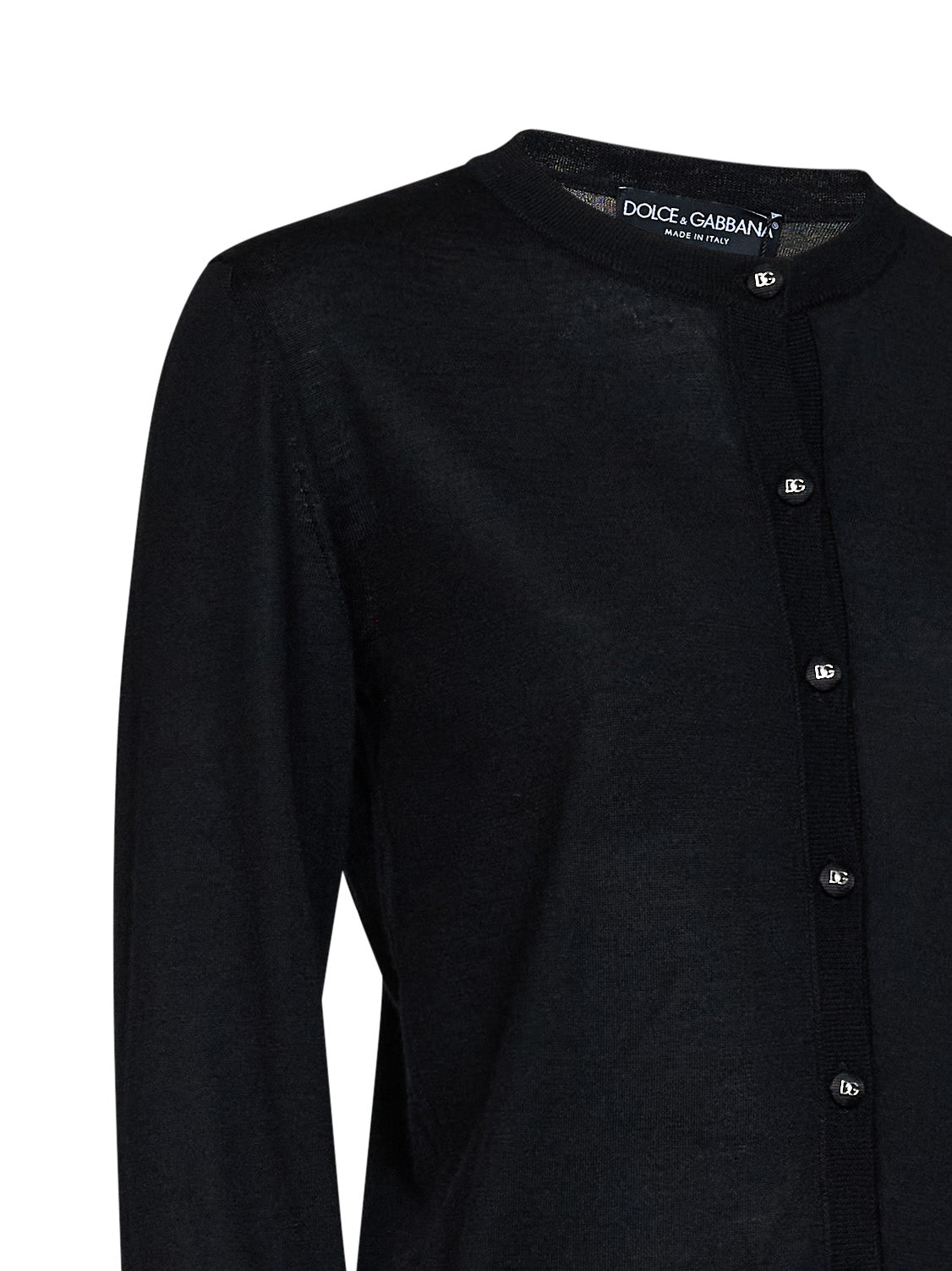 Black cashmere and silk knit cardigan with logo