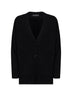 Black virgin wool knit cardigan with logo embroidery