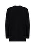Black virgin wool knit cardigan with logo embroidery