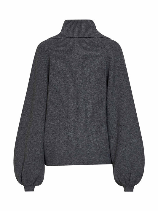 Gunmetal grey virgin wool knit cardigan