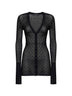 Cardigan lungo in pizzo stretch nero