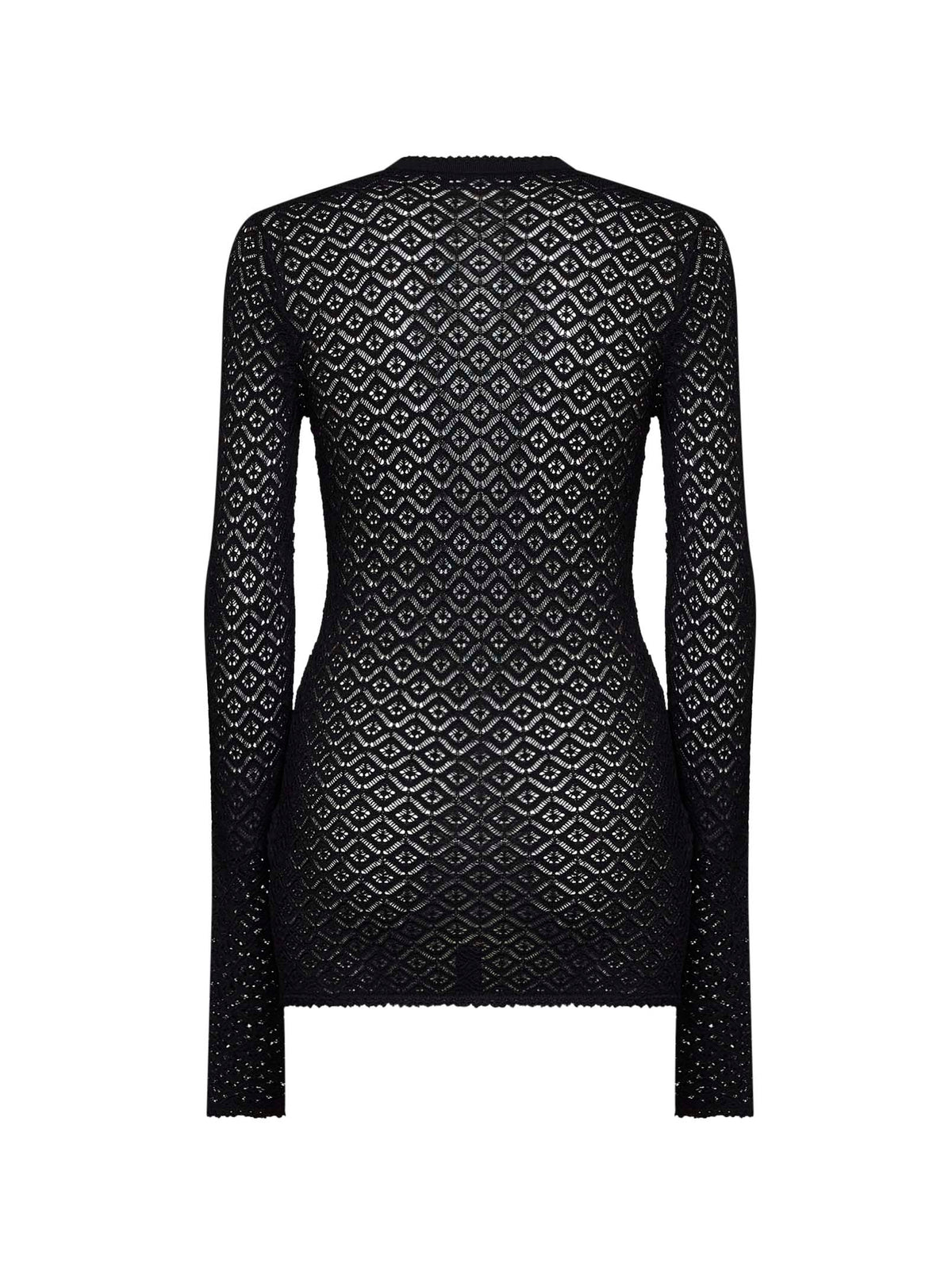 Cardigan lungo in pizzo stretch nero