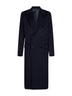Midnight blue virgin wool long double-breasted coat