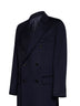 Midnight blue virgin wool long double-breasted coat