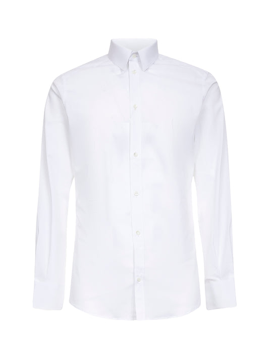 White stretch cotton poplin Gold shirt