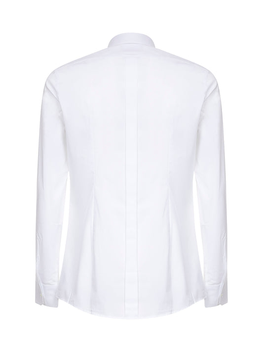 White stretch cotton poplin Gold shirt