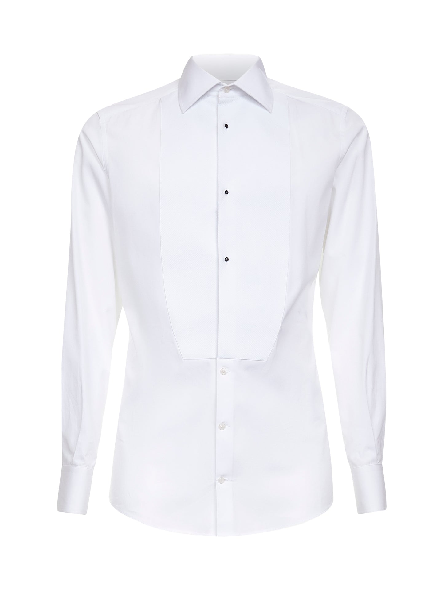 White cotton poplin Gold tuxedo shirt