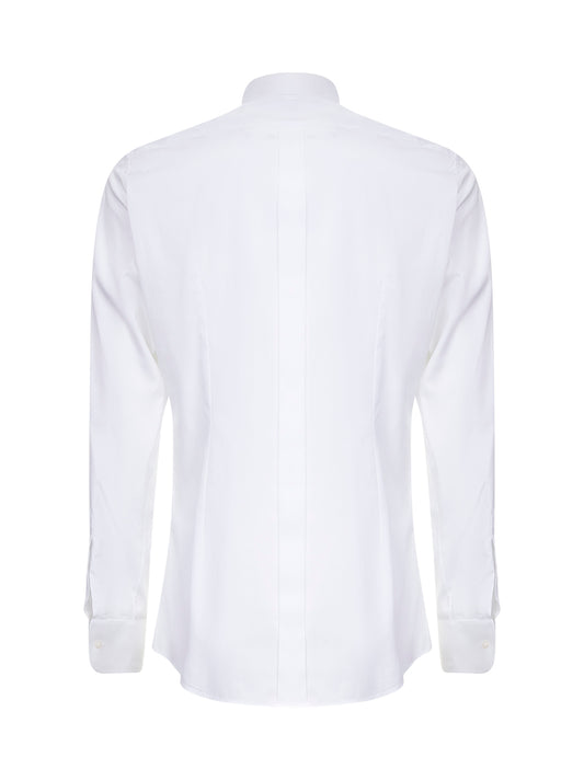 White cotton poplin Gold tuxedo shirt