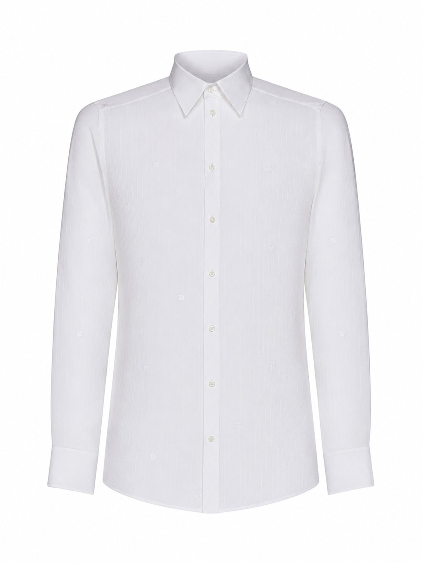 Camicia Martini in jacquard di seta DG Barre bianco