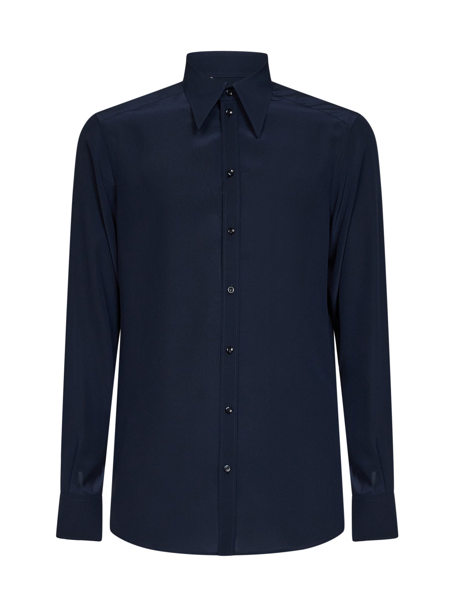 Camicia Martini in crêpe de chine di seta blu scuro