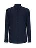 Camicia Martini in crêpe de chine di seta blu scuro