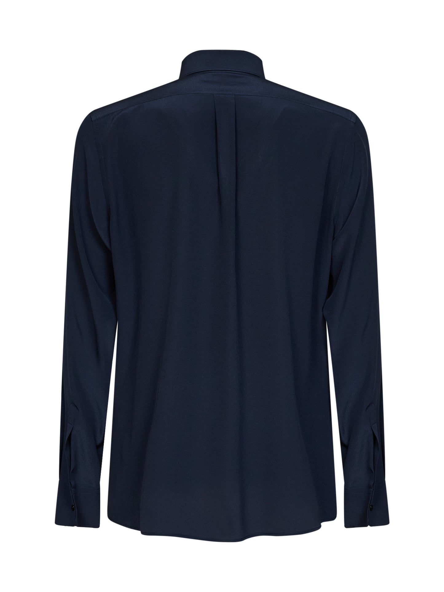Camicia Martini in crêpe de chine di seta blu scuro