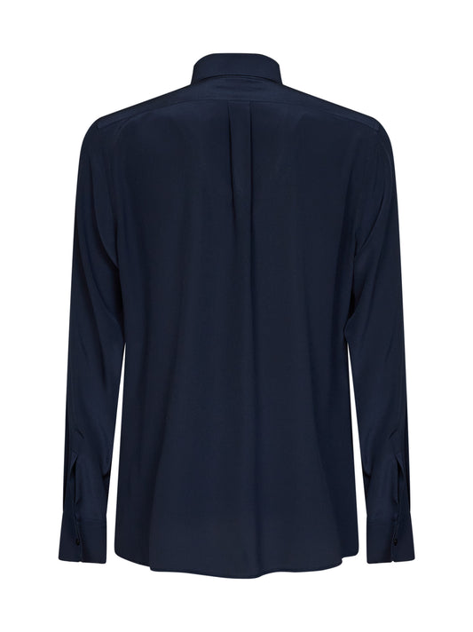 Dark blue silk crêpe de chine Martini shirt