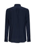 Camicia Martini in crêpe de chine di seta blu scuro