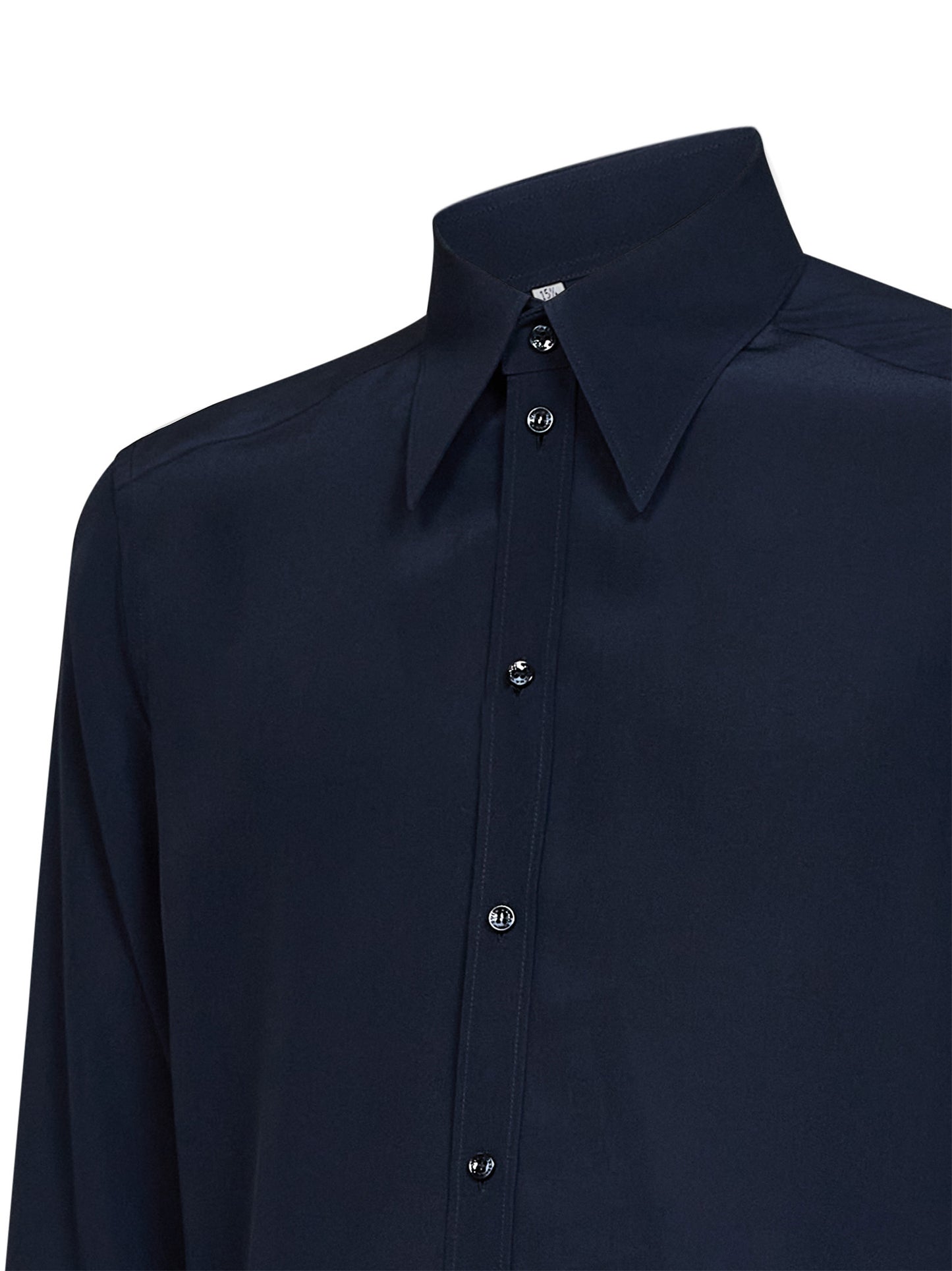 Camicia Martini in crêpe de chine di seta blu scuro