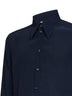 Camicia Martini in crêpe de chine di seta blu scuro