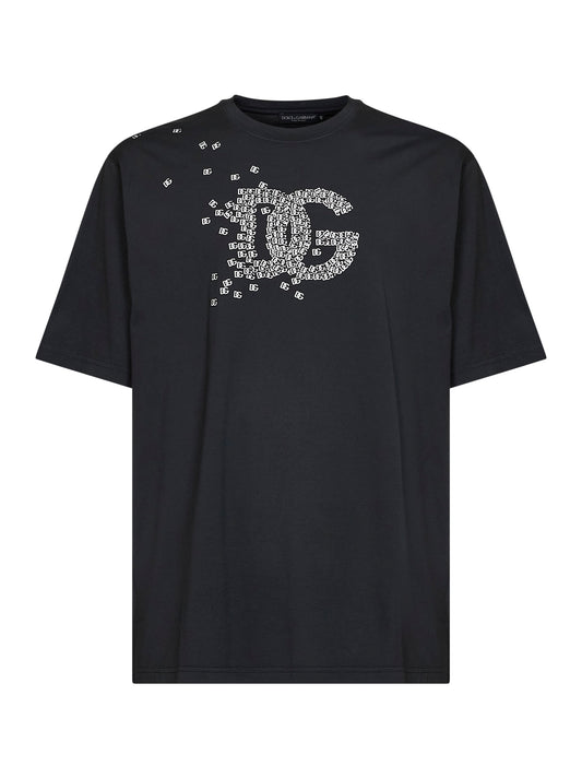 Black cotton logo-printed T-shirt