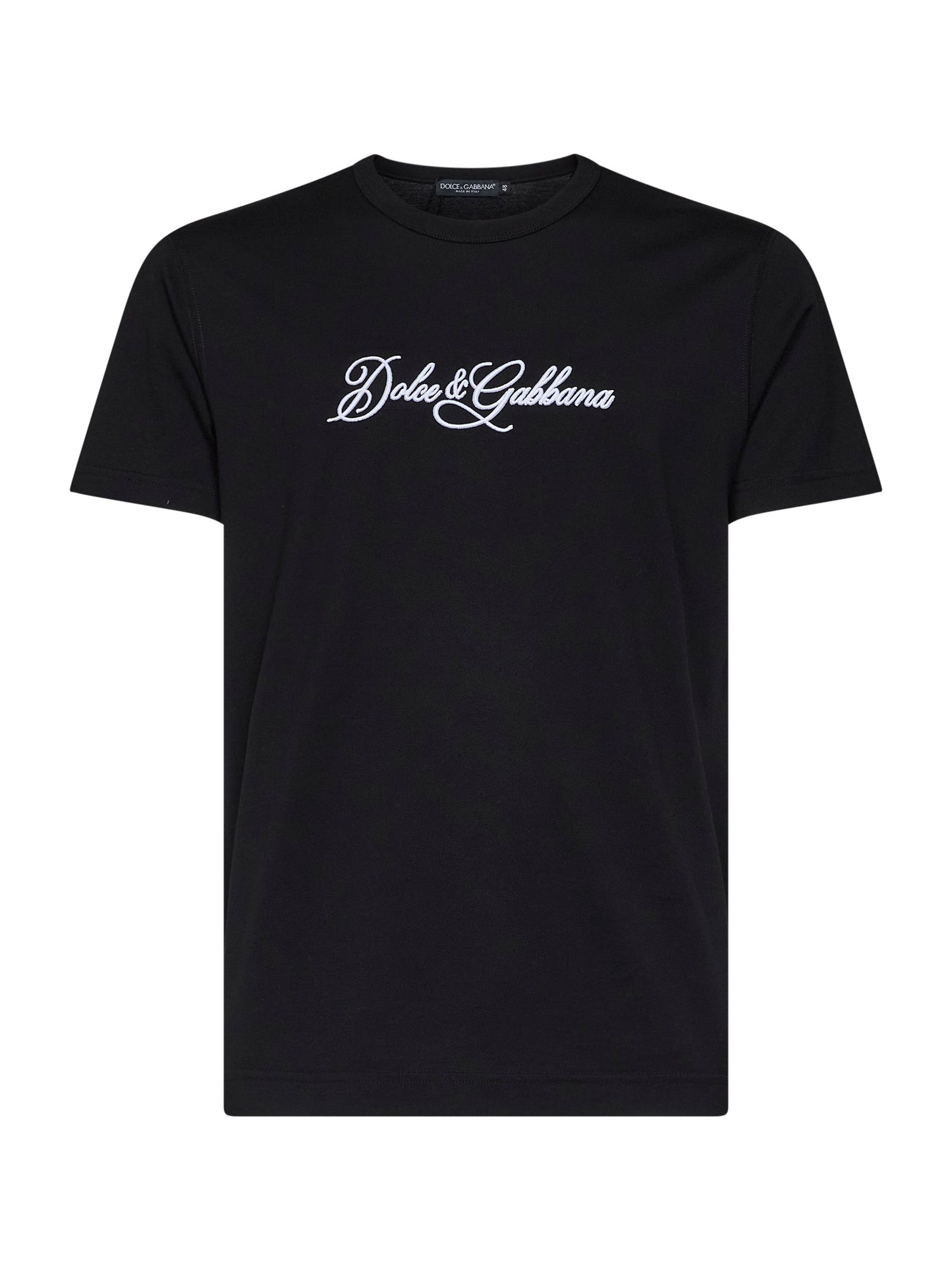 Black cotton jersey embroidered T-shirt