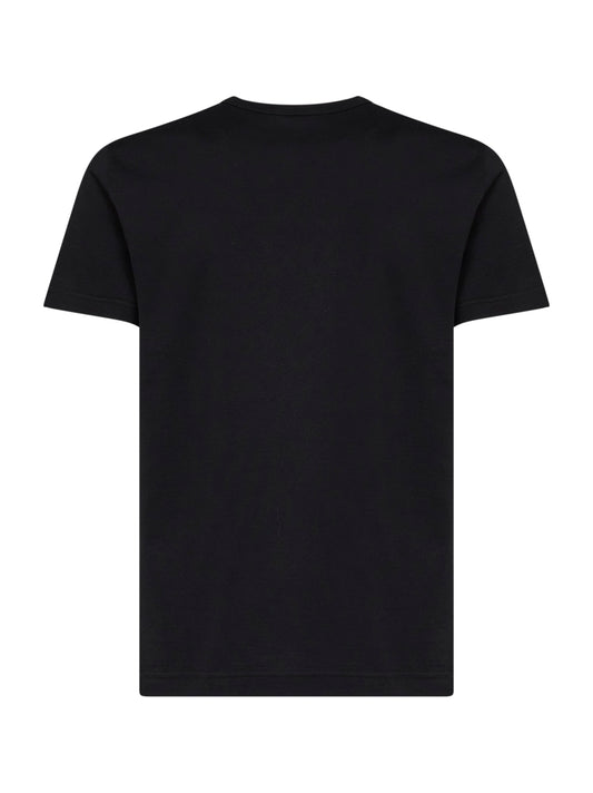 Black cotton jersey embroidered T-shirt