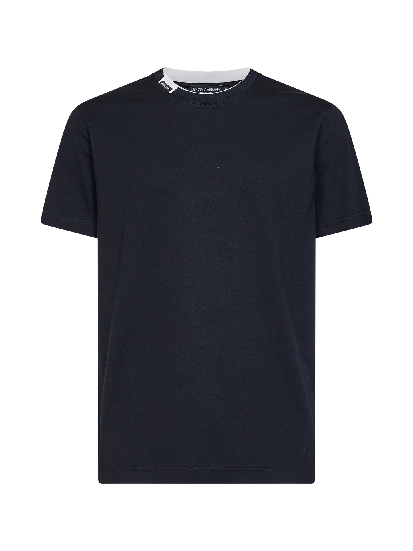 T-shirt in jersey di cotone blu scuro con etichetta logo