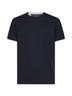 T-shirt in jersey di cotone blu scuro con etichetta logo