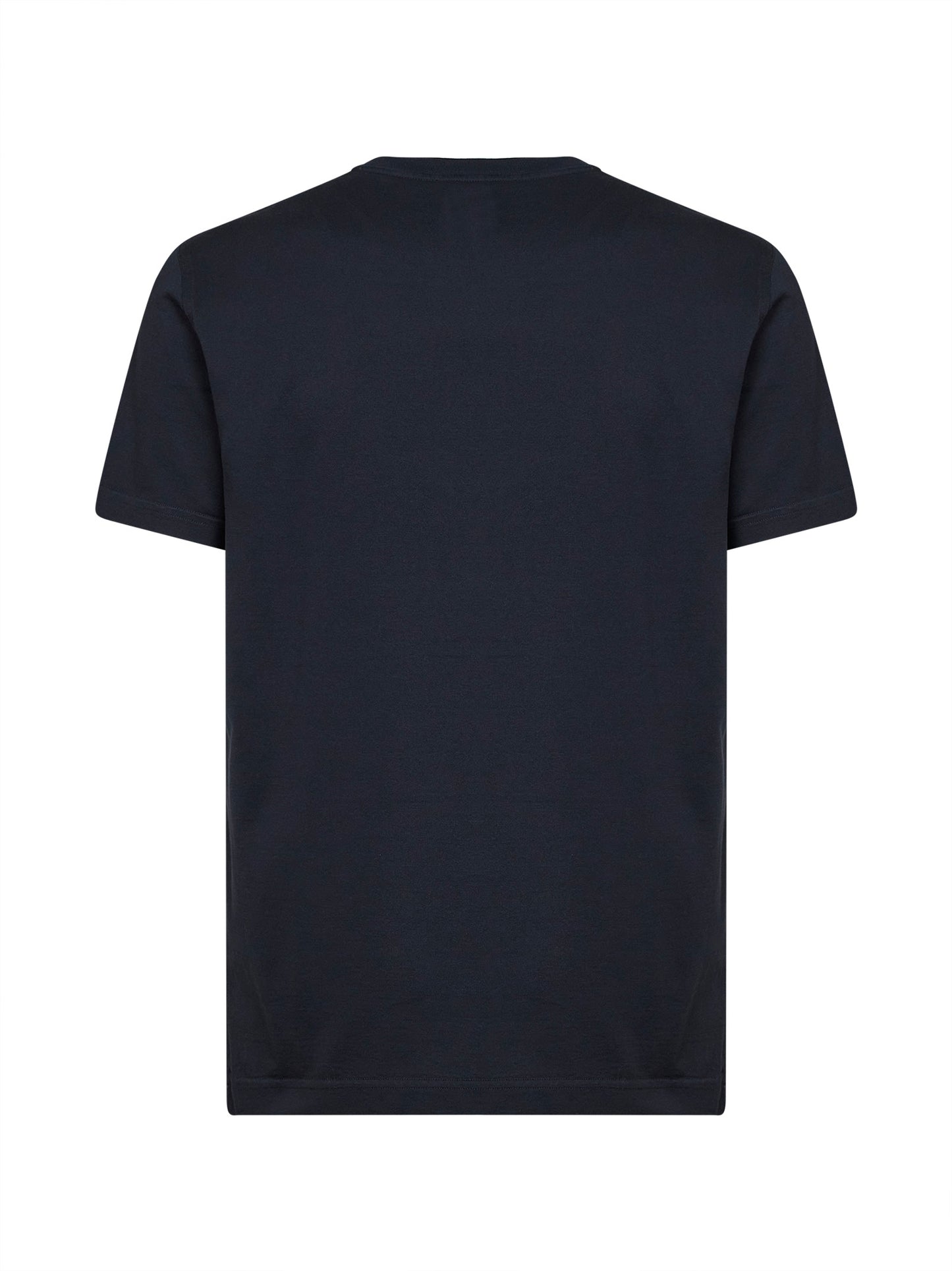 T-shirt in jersey di cotone blu scuro con etichetta logo