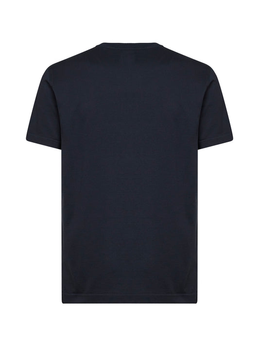 Dark blue cotton jersey T-shirt with logo label