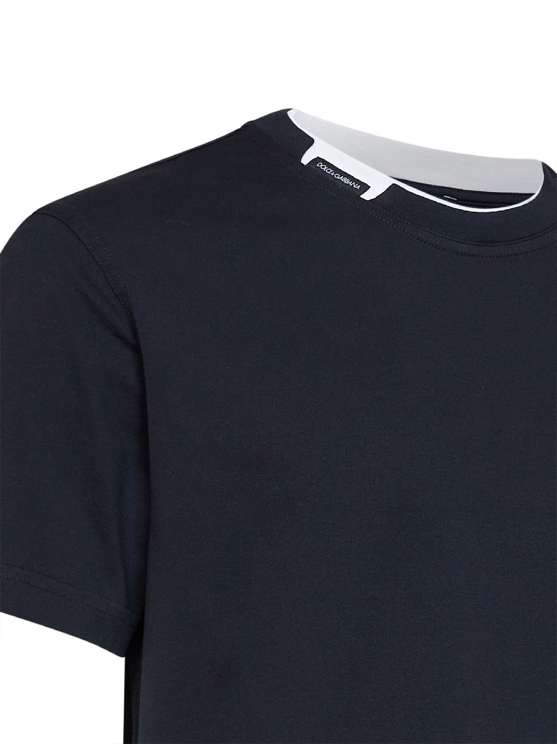 T-shirt in jersey di cotone blu scuro con etichetta logo