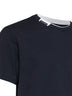 T-shirt in jersey di cotone blu scuro con etichetta logo