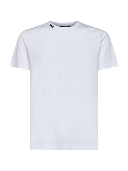 White cotton jersey T-shirt with logo label