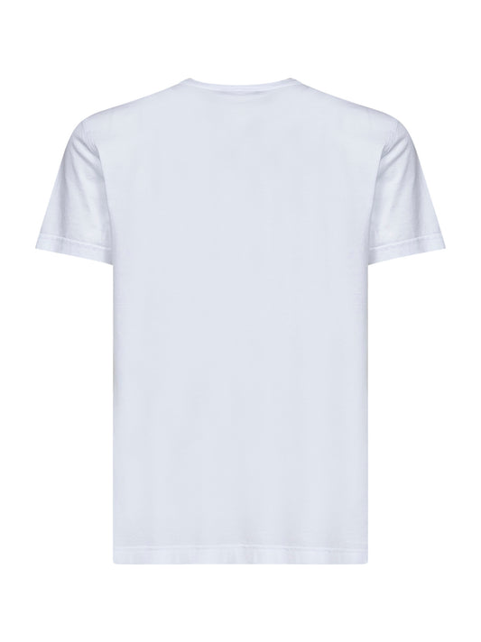 White cotton jersey T-shirt with logo label