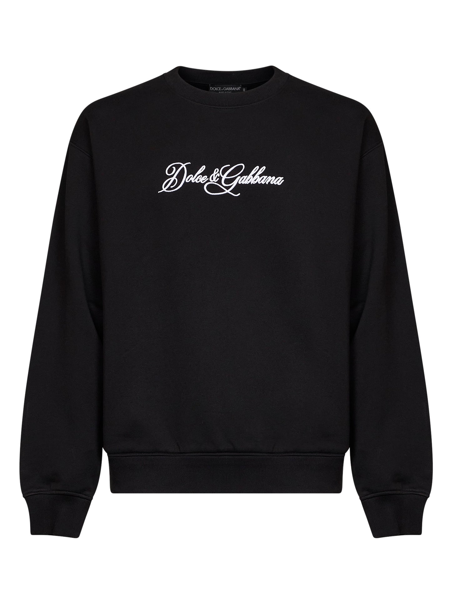 Black cotton embroidered crewneck sweatshirt