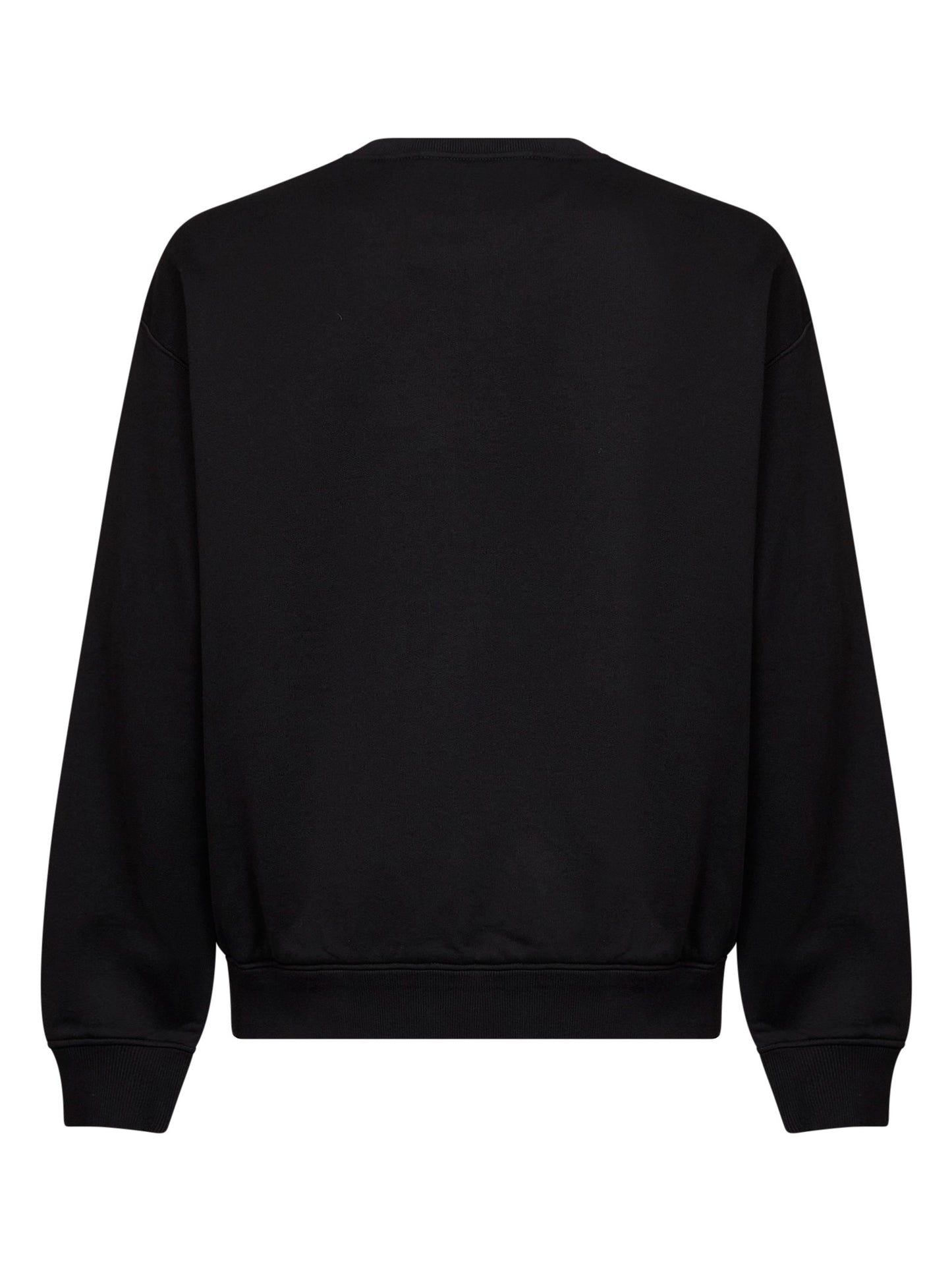 Black cotton embroidered crewneck sweatshirt