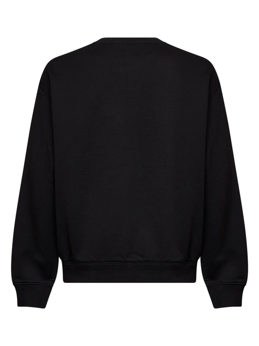 Black cotton embroidered crewneck sweatshirt