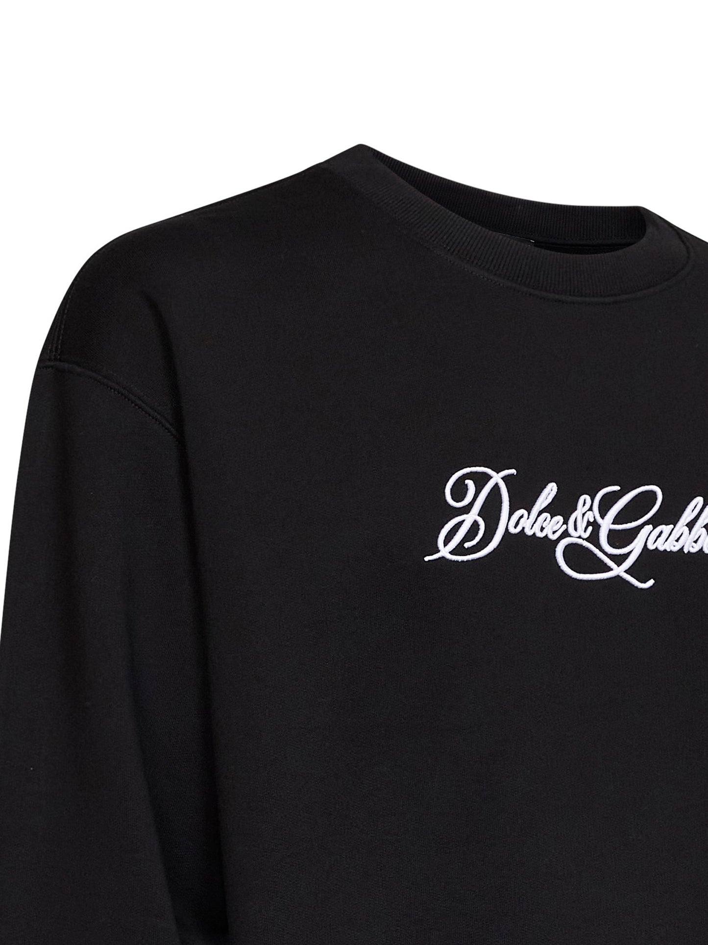 Black cotton embroidered crewneck sweatshirt